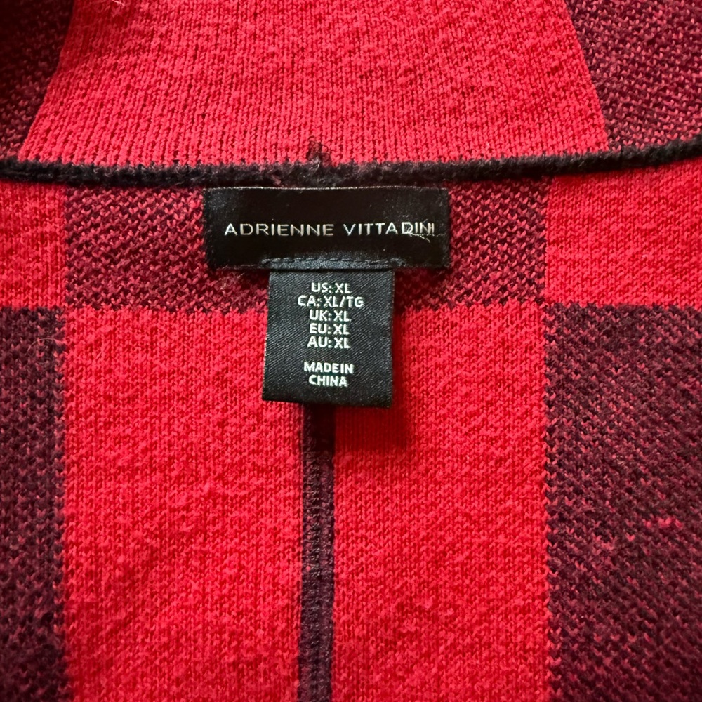 Adrienne Vittadini Red and Black Buffalo Plaid Utility Jacket - Picture 6 of 6